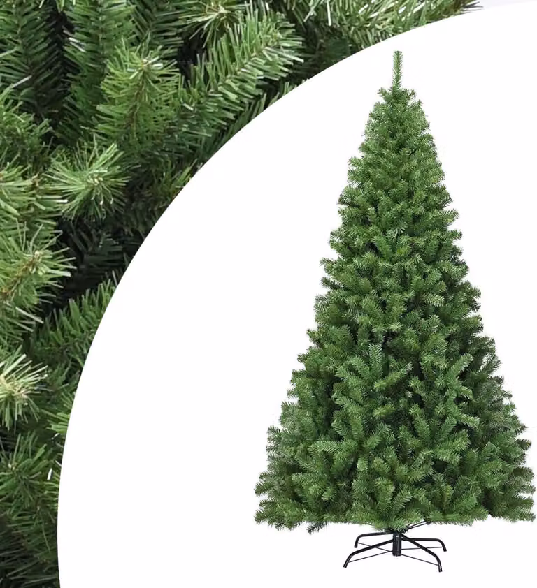 COSTWAY 180 cm Albero di Natale artificiale con 1000 punte aghi in PVC Supporto in metallo e sistema pieghevole Albero di Natale Verde