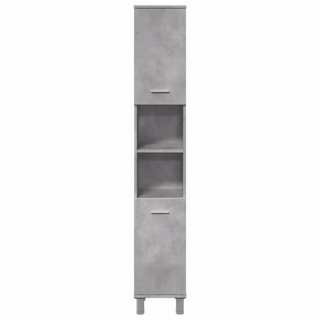 Mobiletto contenitore per bagno HELLOSHOP26 in legno composito grigio cemento con ante e ripiani interni L/P/H: 30 x 30 x 179 cm – 2