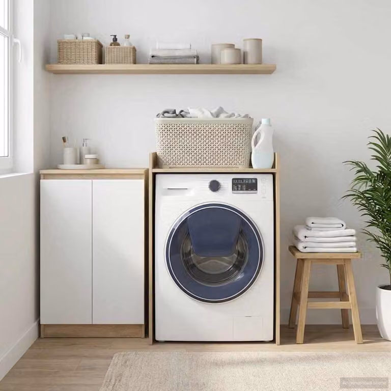 Mobiletto per lavatrice vidaXL in stile moderno, colore marrone, L: 67,5 cm, P: 48 cm, H: 97 cm