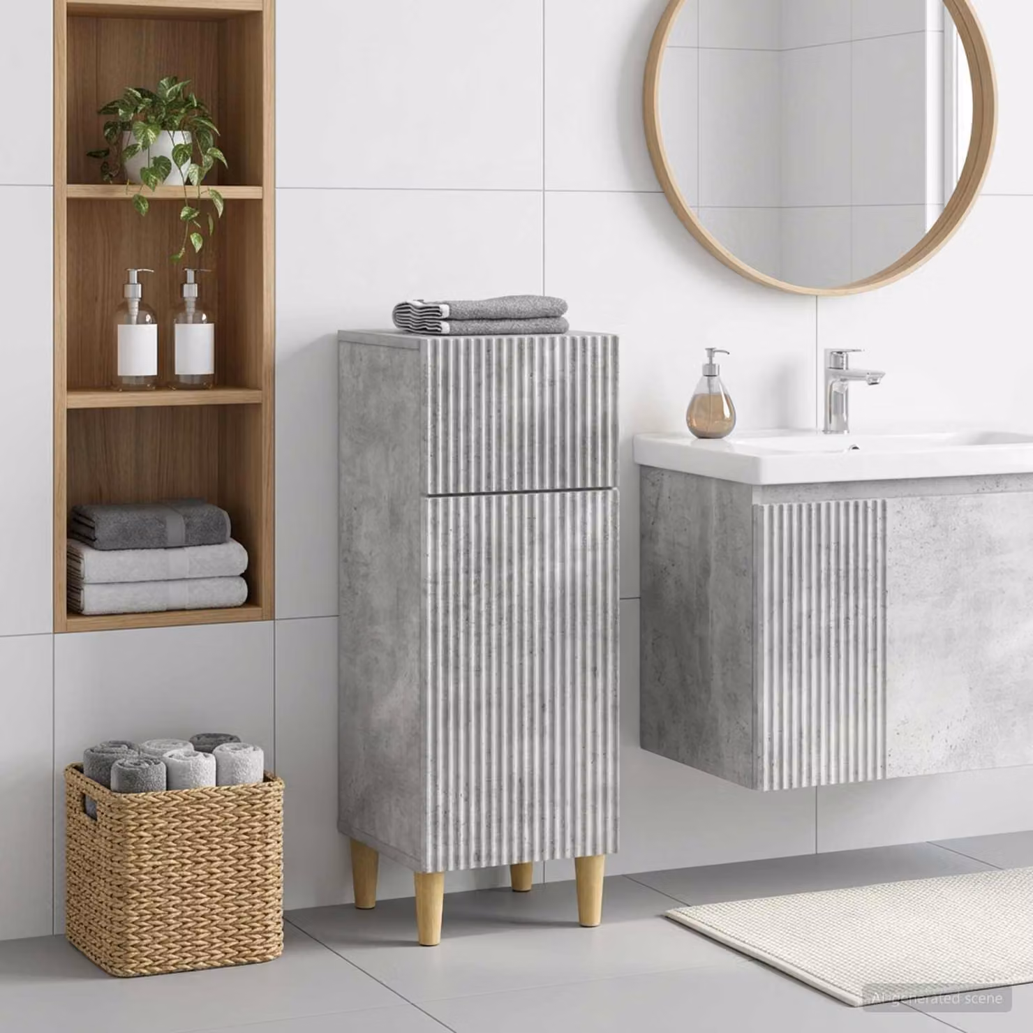 Mobiletto da bagno moderno vidaXL ARNHEM Grigio, L: 30 cm, P: 31 cm, H: 80 cm