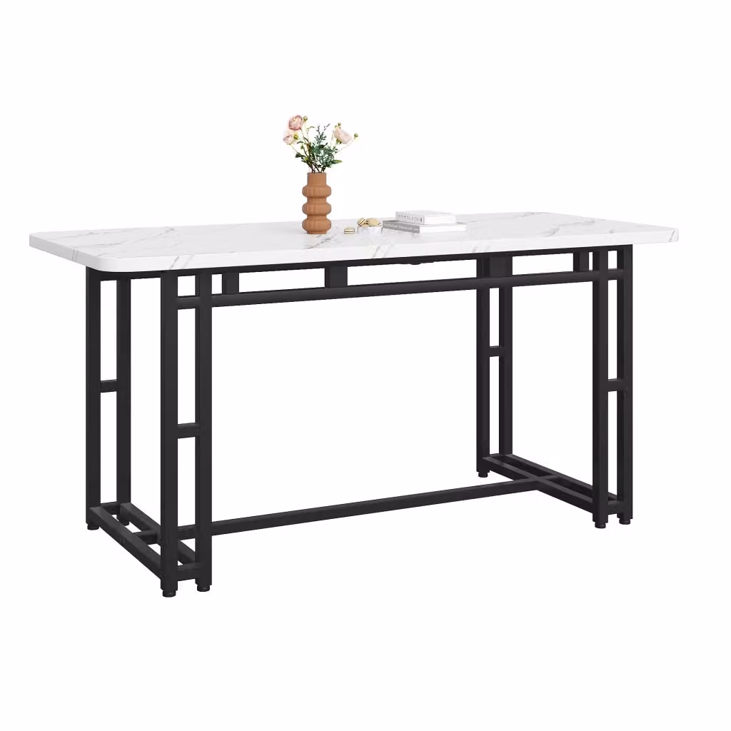 Tavolo da Pranzo Rettangolare Minimal con Piano in MDF Laminato e Gambe in Metallo, L: 140 cm, P: 80 cm, H: 74 cm – 2