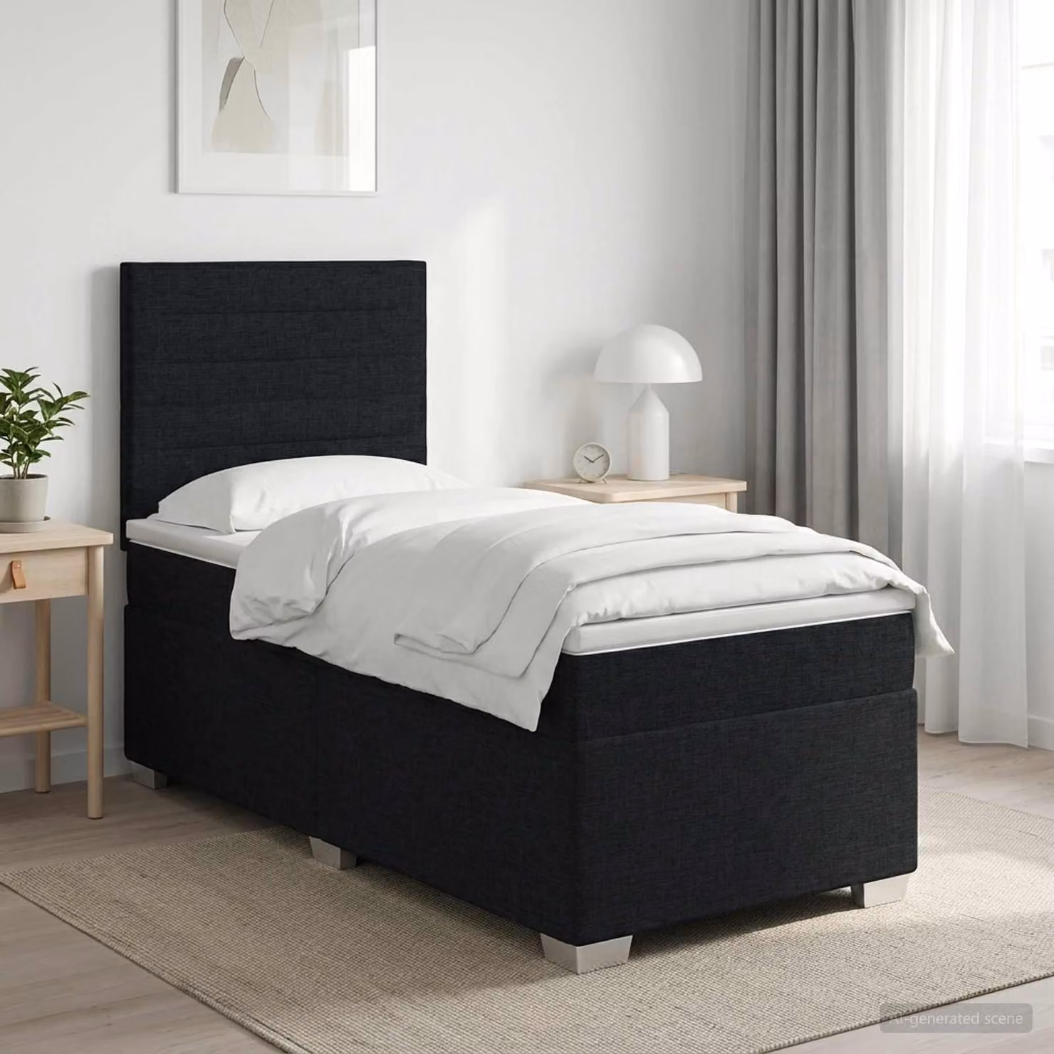 Maison Exclusive - Letto boxspring con materasso nero 100 x 200 cm Tessuto