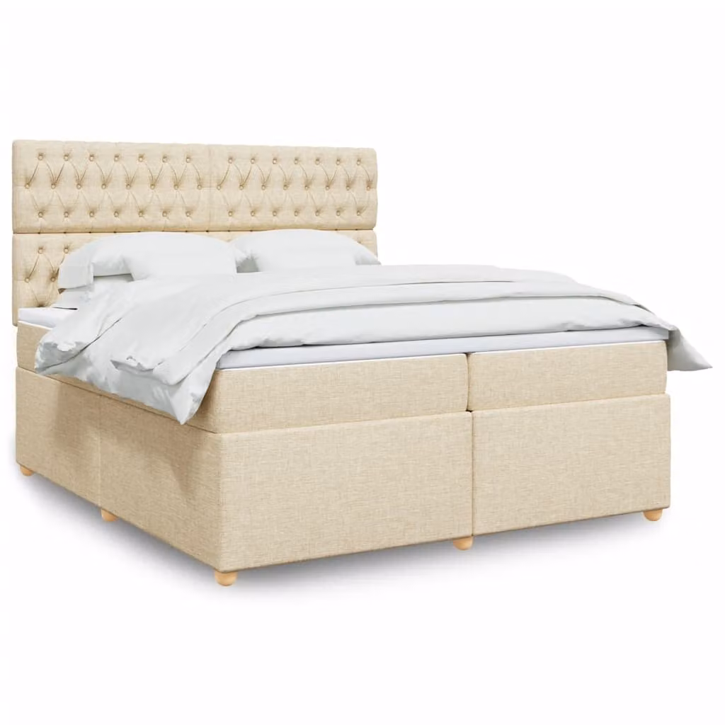 Maison Exclusive - Giroletto a Molle con Materasso Crema 200x200 cm in Tessuto