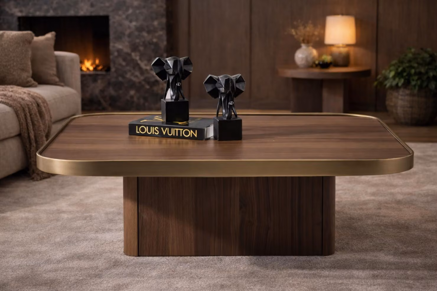Brauner Robuster Couchtisch Exklusive Wohnzimmer Sofatisch Tische