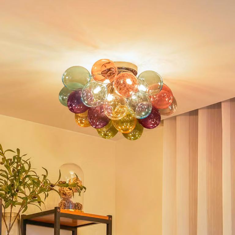 Plafoniera soffitto Diborah Lucande, dimmerabile, Multicolore, Soggiorno / Sala da pranzo, Vetro, Design, Plafoniera