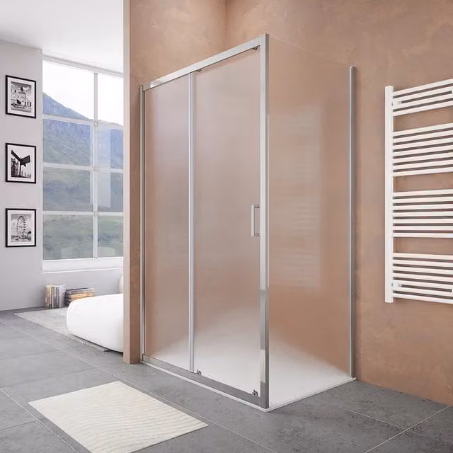 Box doccia angolare Parama Tonga con vetro stampato da 6 mm e profili cromati, L 115 cm x P 90 cm, H 185 cm