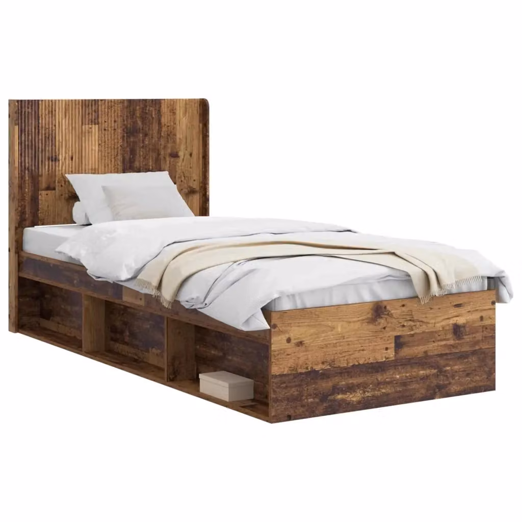 Letto con contenitore e testata vidaXL in legno color marrone L: 140 cm, P: 193 cm, H: 82 cm – 2
