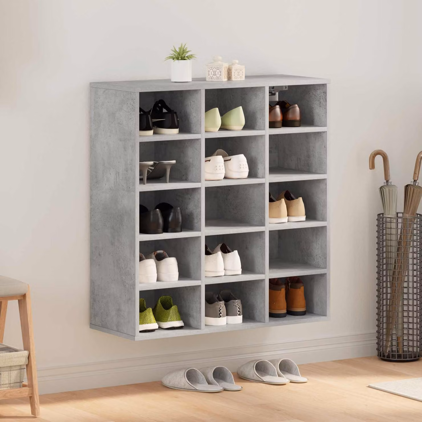 Scarpiera moderna vidaXL grigia in MDF con ripiani piatti L: 77,5 cm, P: 30 cm, H: 83,5 cm