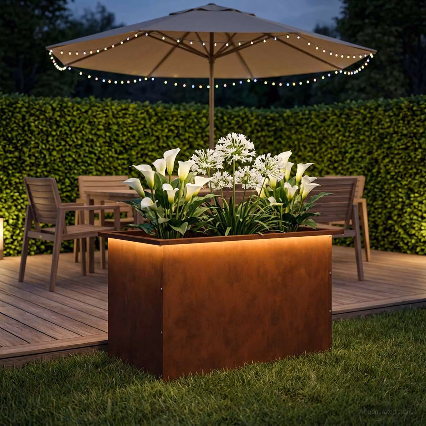 vidaXL Fioriera da giardino con LED Ruggine 50 x 80 x 48 cm
