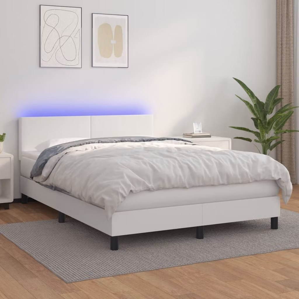 Maison Exclusive - Giroletto Molle con Materasso e LED Bianco 140x200cm Pelle finta