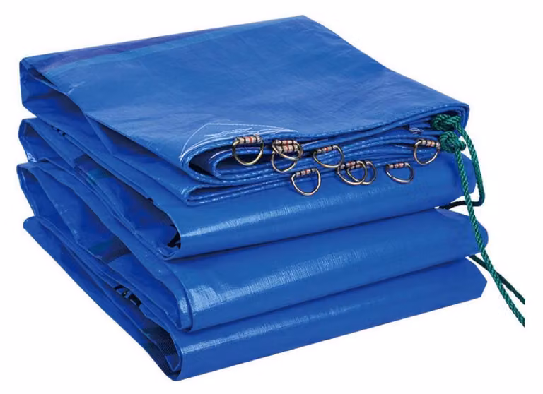 Telo di copertura in tessuto, 240 g/m², colore blu, dimensioni 5m x 6m, resistente alla lacerazione, stabilizzato contro i raggi UV