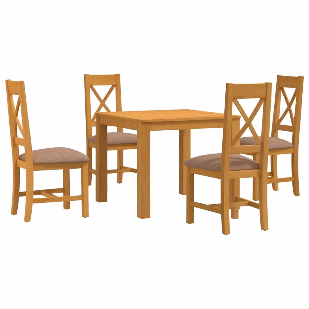 Set da pranzo moderno vidaXL in legno di quercia composto da tavolo quadrato e 4 sedie, colore grigio e marrone – 2