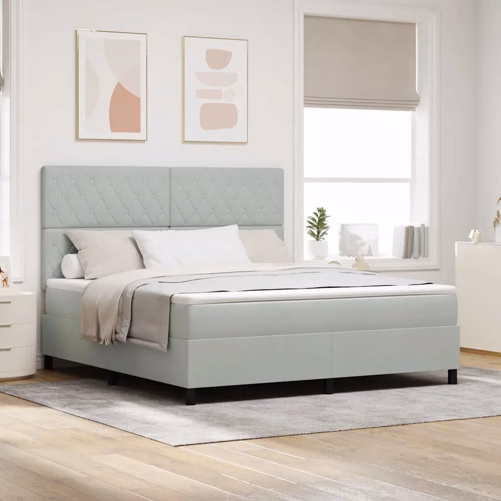 Letto moderno vidaXL in velluto grigio con illuminazione LED sottostante L 180 x P 200 cm