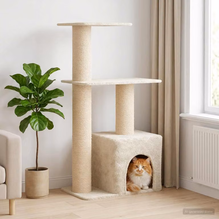 vidaXL Albero per gatti con pali in sisal beige Altezza: 133 cm