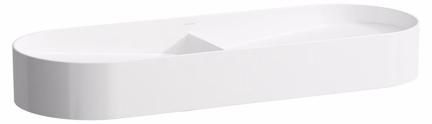 LAUFEN Sondeur mobile à double lavabo, sans trou pour robinet, sans trop-plein, 1000x370mm, avec couvercle en céramique pour robinet de vidange, blanc, H8123487571121, H8123487571121