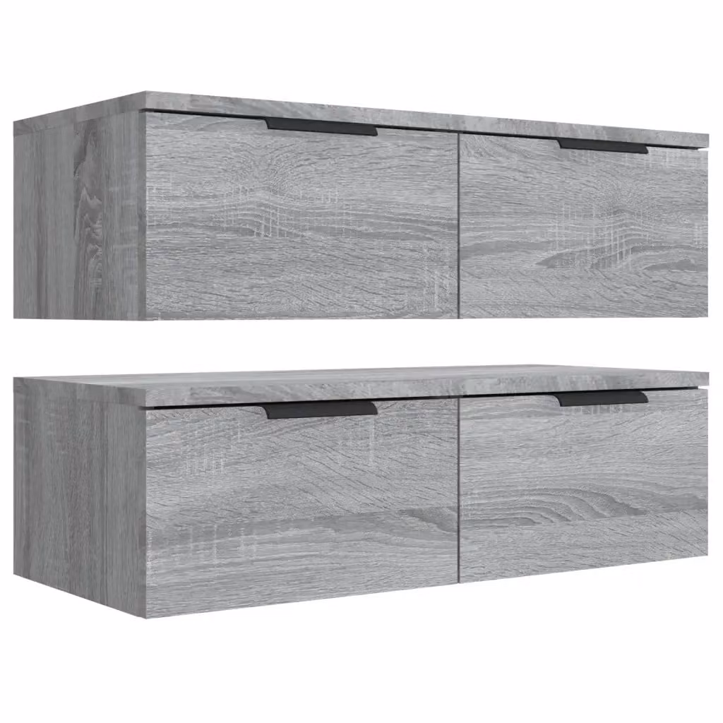 Set di 2 armadietti a muro classici in legno composito grigio per bagno L: 68 cm, P: 30 cm, H: 20 cm