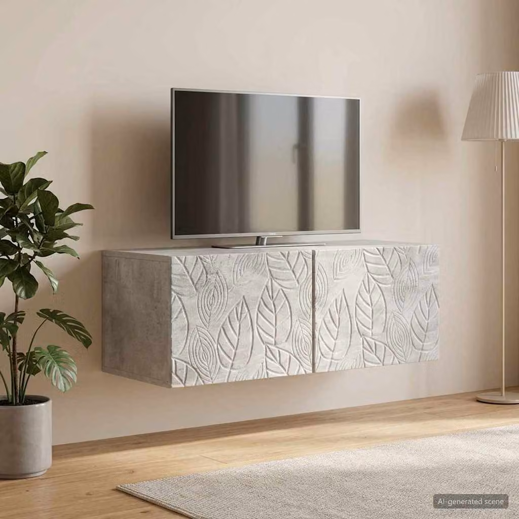 vidaXL Mobile Porta TV da Muro in Legno Grigio Vintage L: 59,5 cm, P: 31 cm, H: 30 cm