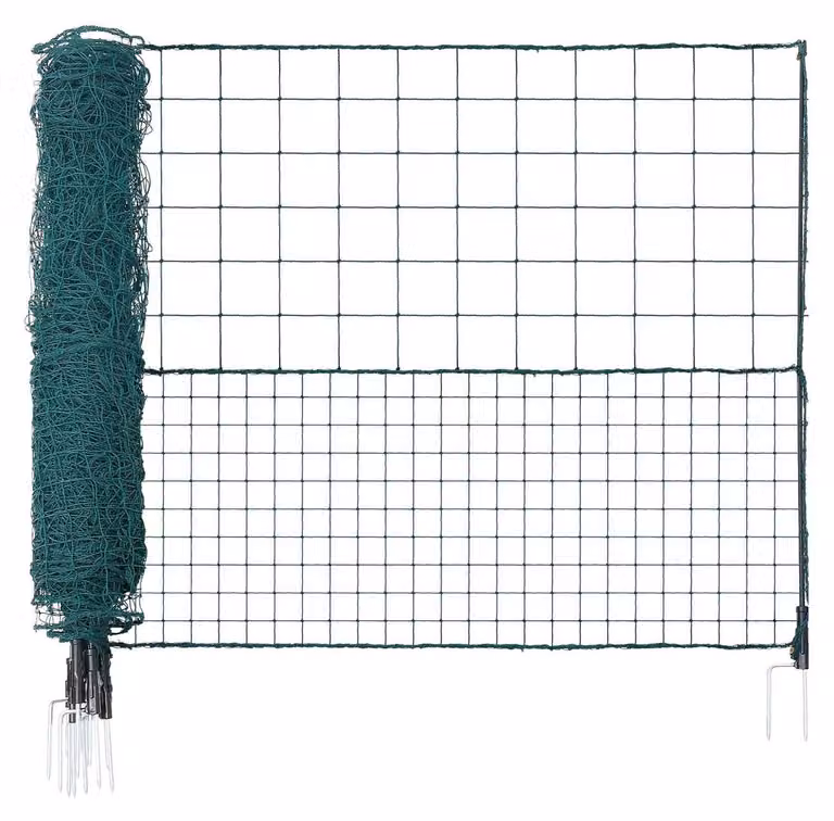 Recinzione temporanea con pali, rete in plastica da 1,05 x 25 m, rete di sicurezza da giardino con picchetti a doppia punta e corde di ancoraggio, recinzione temporanea per cani, polli, piante e cortili esterni