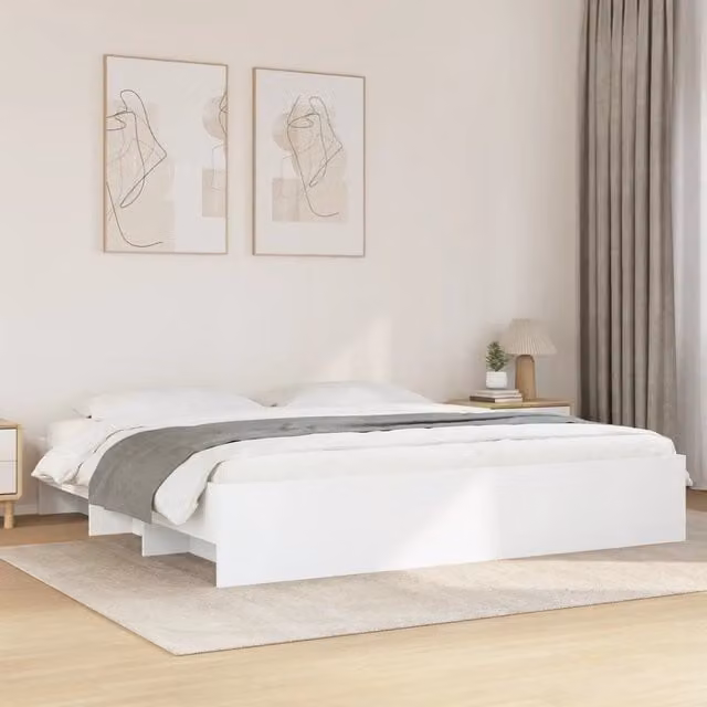 Giroletto-Struttura Letto Bianco 200x200 cm in Legno Multistrato 584718