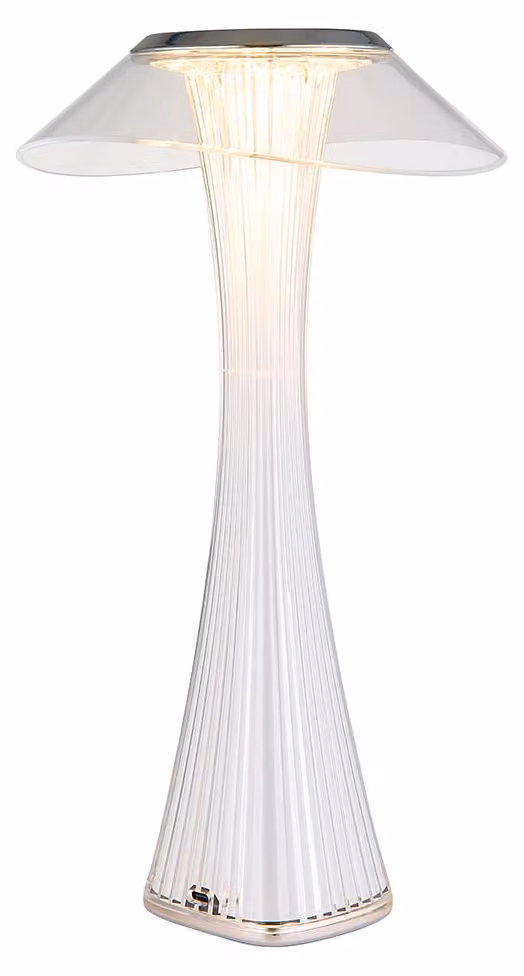 Lampada da tavolo a LED, touch dimmer, batteria ricaricabile, cromata, H 27,4 cm