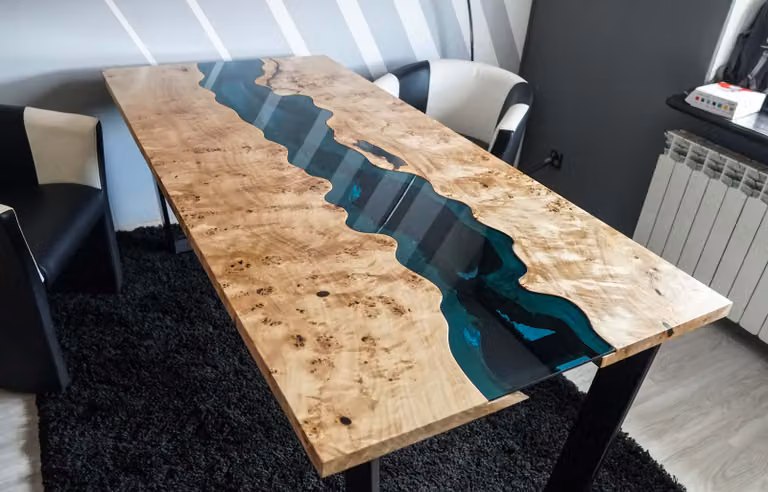 Tische epoxid harz esstisch holz massive möbel epoxy tisch giessharz wasserfall