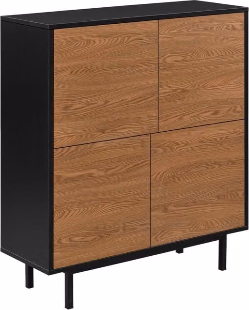 Cassettiera Gnosjö IKEA con 4 ante, mobile contenitore nero con effetto legno scuro, L: 93 cm, H: 80 cm, P: 30 cm – 1