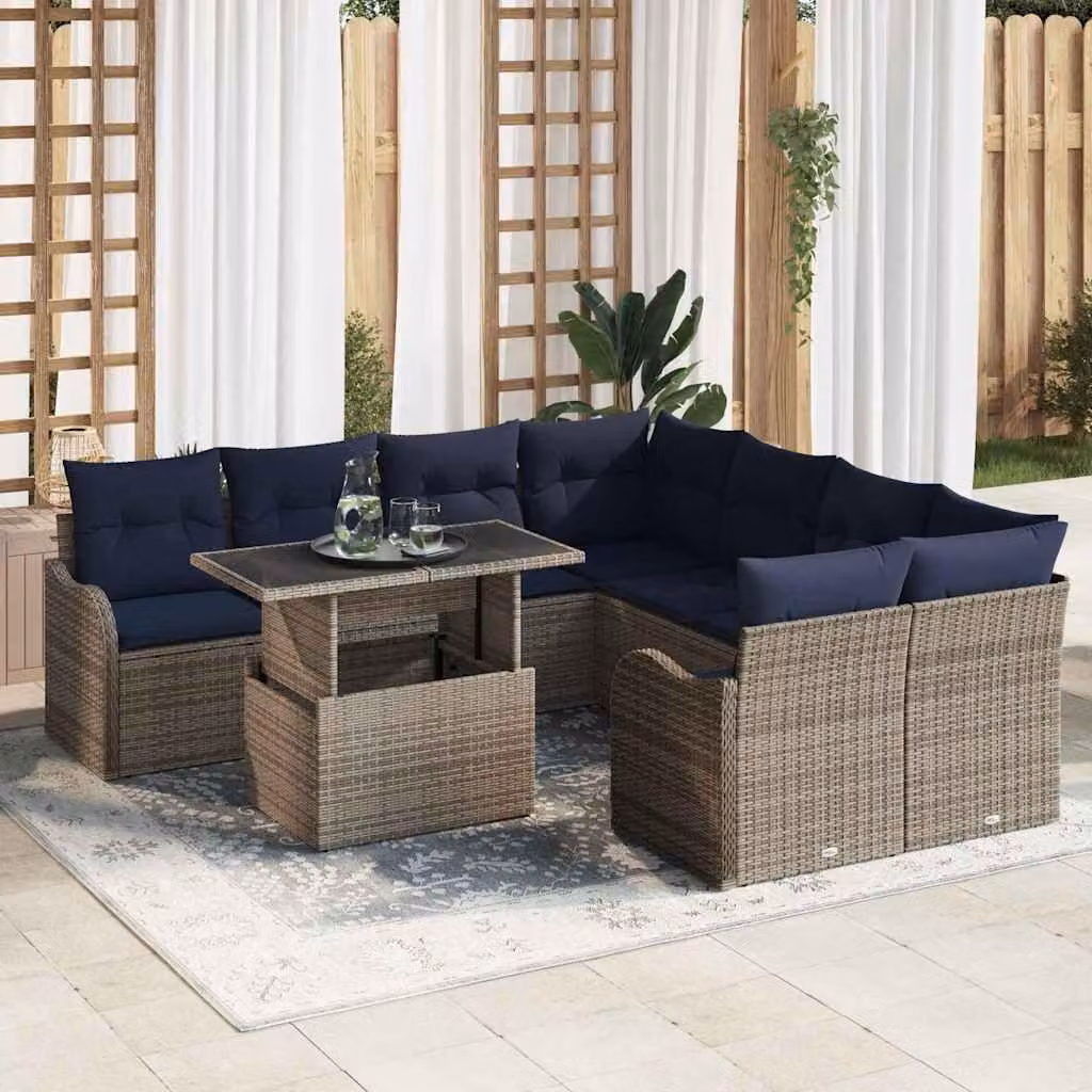 Maison Exclusive - Set da pranzo, 9 pezzi, grigio