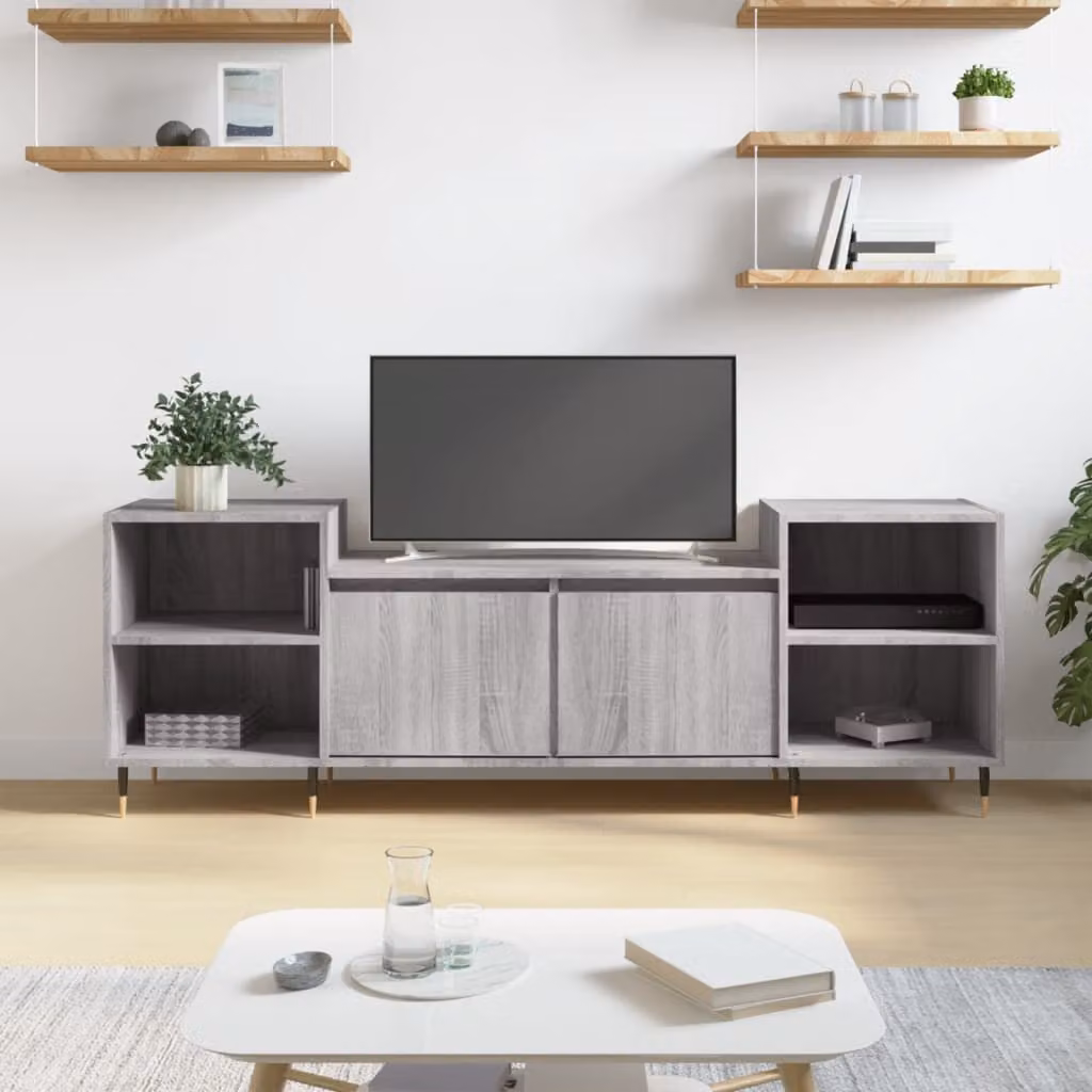Mobile TV vidaXL moderno in legno e metallo grigio, L 160 cm x P 35 cm x H 55 cm