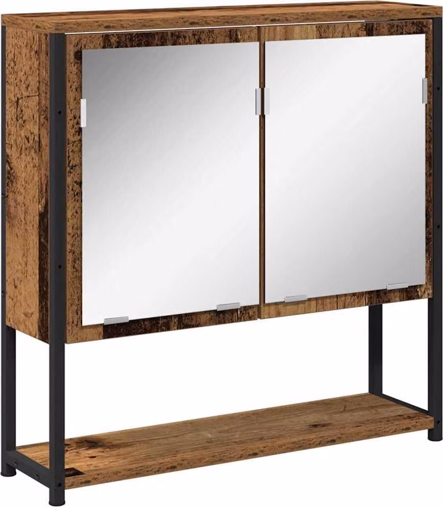 Mobiletto per specchio con porta Legno vecchio 60 x 16 x 60 cm