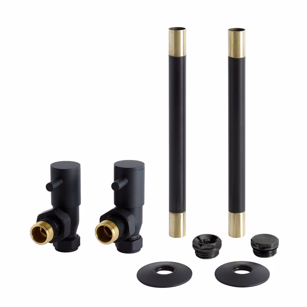 Set Tubi & Valvole Termostatiche Angolari Radiatori – Nero