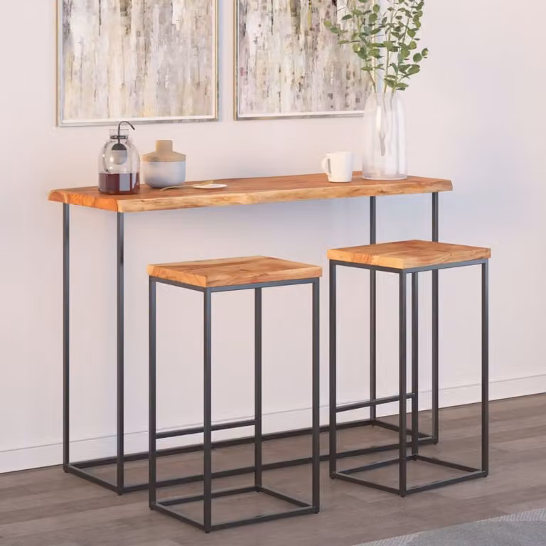 Piano Tavolo Rettangolare in Legno di Acacia con Bordi Vivi Marrone vidaXL L: 110 cm, P: 40 cm, H: 2,5 cm