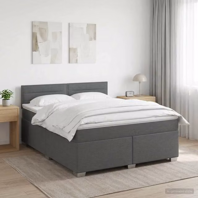 Letto con Box Spring, Materasso Ibrido e Illuminazione LED vidaXL, Grigio, L/P: 140 x 190 cm