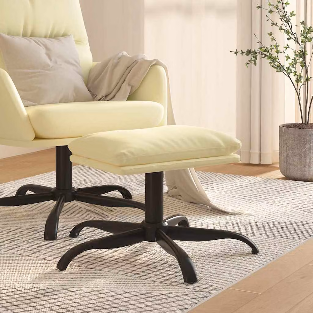 Poggiapiedi vidaXL in similpelle beige con struttura in metallo L: 60 cm, P: 60 cm, H: 36 cm