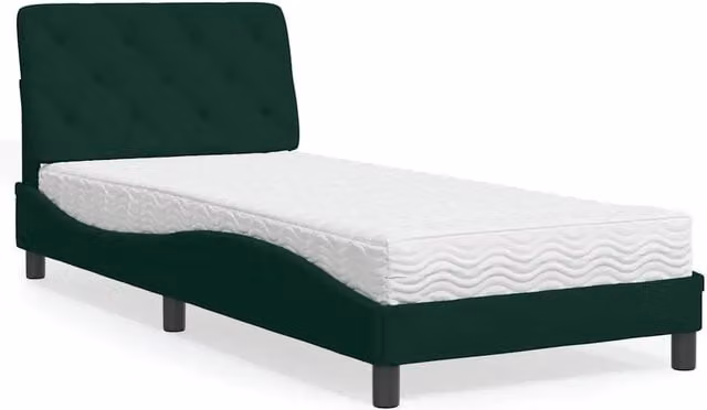 Letto con Materasso-Struttura Letto con Materasso Verde Scuro 90x200 cm in Velluto