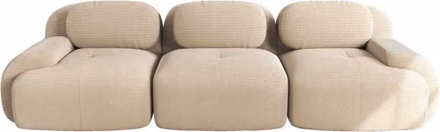 Divano 3 posti modulare in tessuto a coste beige con braccioli ergonomici e imbottitura ad alta elasticità