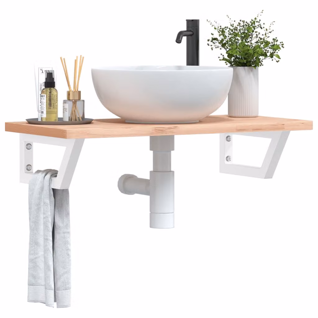 Set di 2 mensole per lavabo vidaXL bianche in acciaio inossidabile a forma di trapezio da appendere al muro