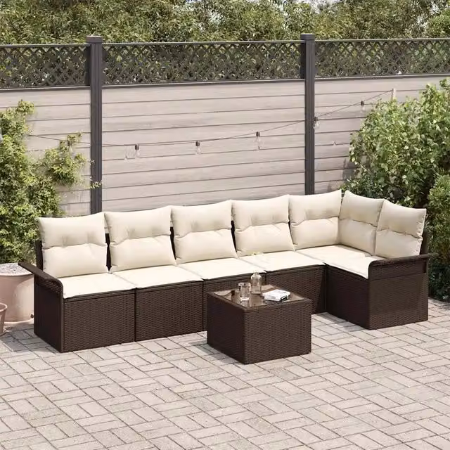 Set Divano da Giardino 7 pz Marrone polyrattan 3354057