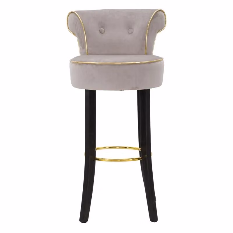 Sgabello Bar Luxy Mauro Ferretti Grigio con dettagli Oro in Velluto L: 46 cm, P: 48 cm, H: 96 cm – 2