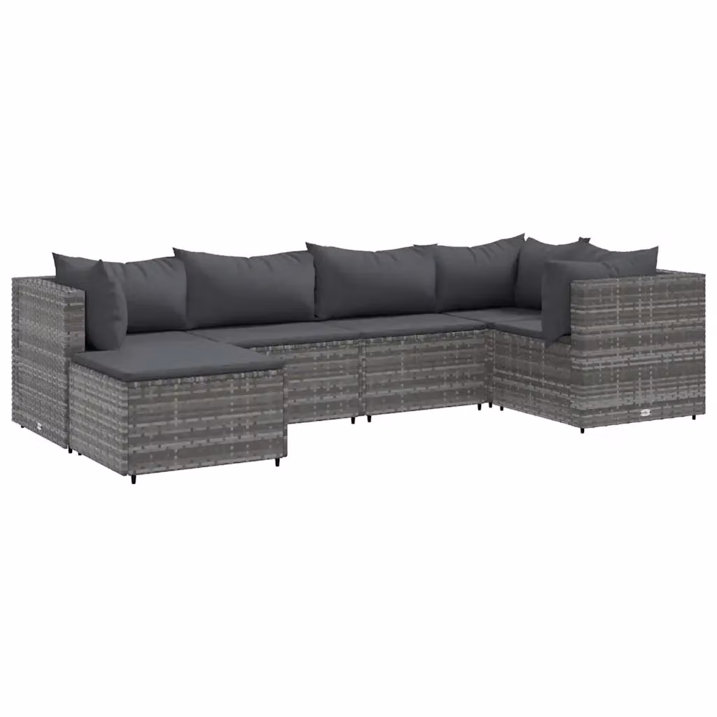 vidaXL Set Divani da Giardino a L 6 pz con Ottoman e Cuscini, Polyrattan Grigio Antracite – 2