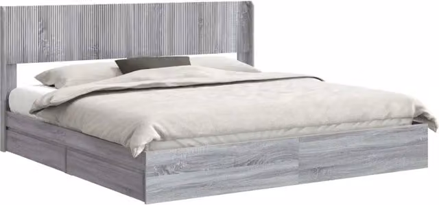 Letto matrimoniale | Letto per adulti | Struttura del letto con stoccaggio e testata Sonoma grigio