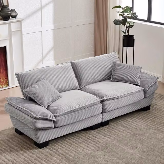 Divano letto doppio - Xylo - Con molle, cuscino incluso, grigio chiaro