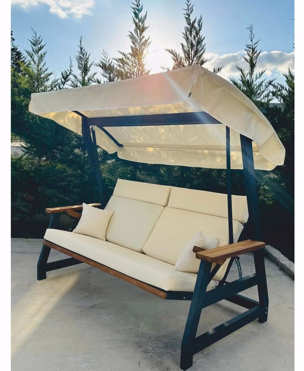 Casa Padrino Luxury Hollywood Swing Beige / Antracite / Marrone 226 cm - Arredo Giardino e Patio