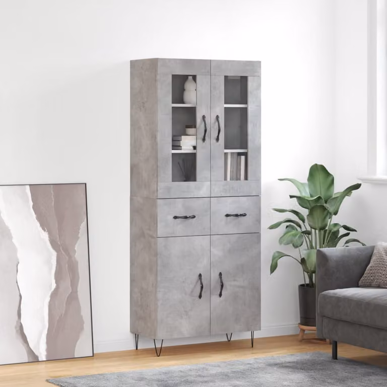 Credenza stile industrial vidaXL in legno e metallo grigio L: 69,5 cm, P: 34 cm, H: 180 cm