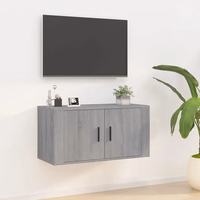 vidaXL Mobile Porta TV a Parete in Legno MDF Grigio, L 80 cm x P 34,5 cm x H 40 cm