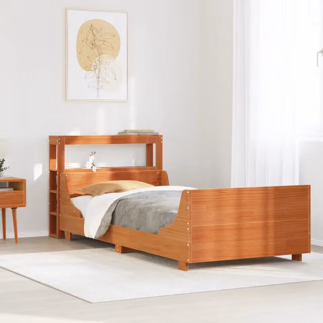 Letto senza Materasso Marrone Cera 75x190 cm in Legno di Pino