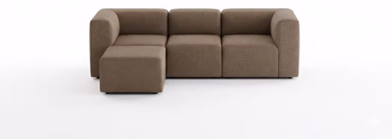Divano chaise longue Cubic M girato a destra o a sinistra di colore marrone.