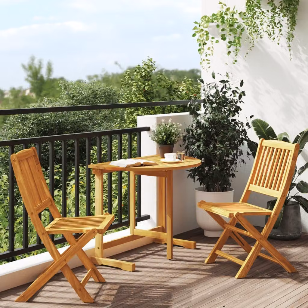 Set da pranzo da giardino pieghevole vidaXL in 3 pezzi in legno di acacia color marrone – 1