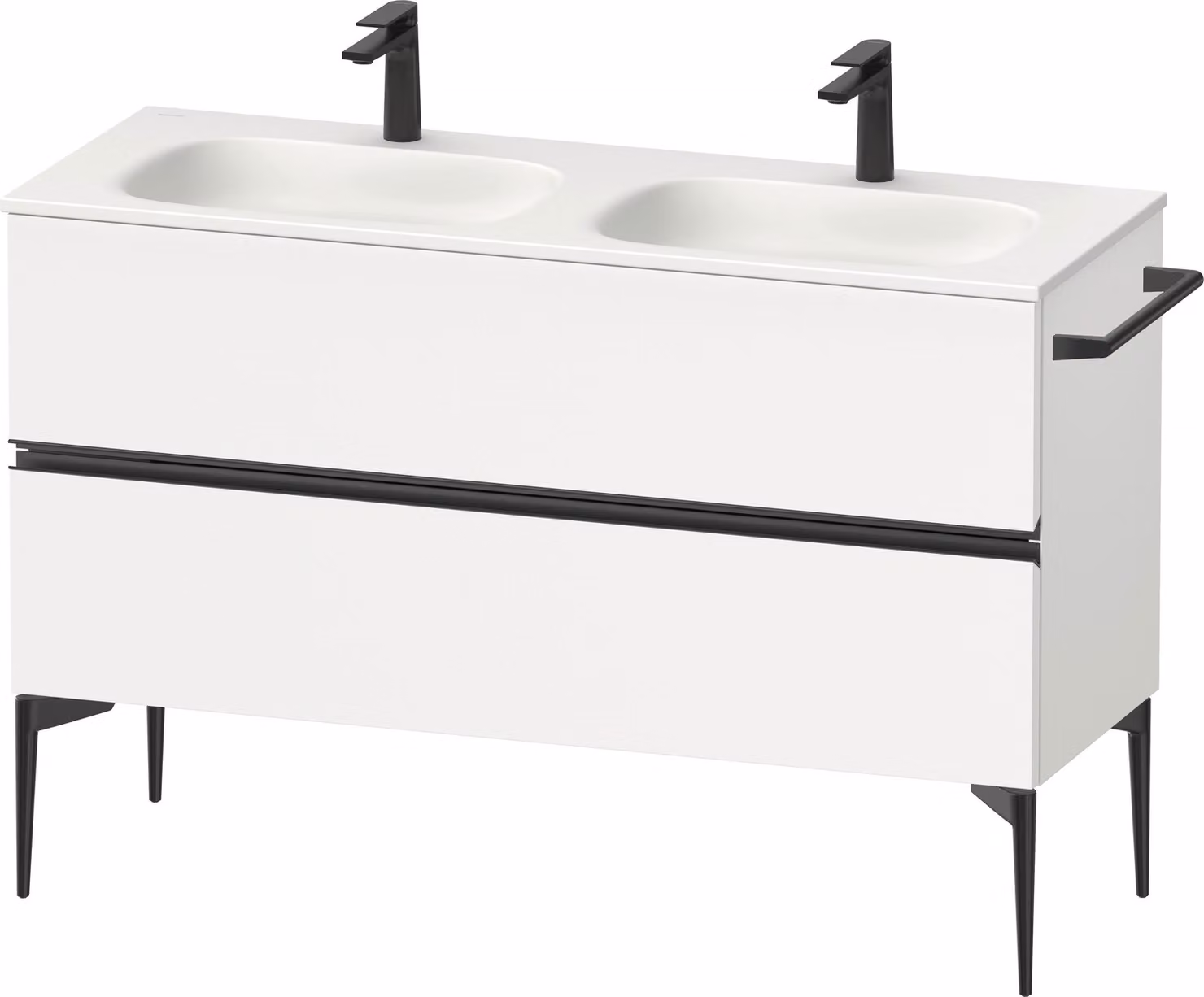 Duravit Sivida Meuble sous-lavabo, 2 tiroirs, poignée noire diamantée mate, 1280x477x592mm, pour Sivida, SV46540BD180000, SV46540BD180000