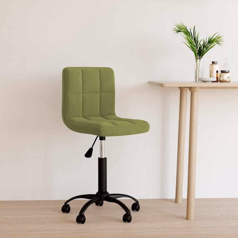 Sedia da ufficio girevole vidaXL in velluto verde chiaro con ruote