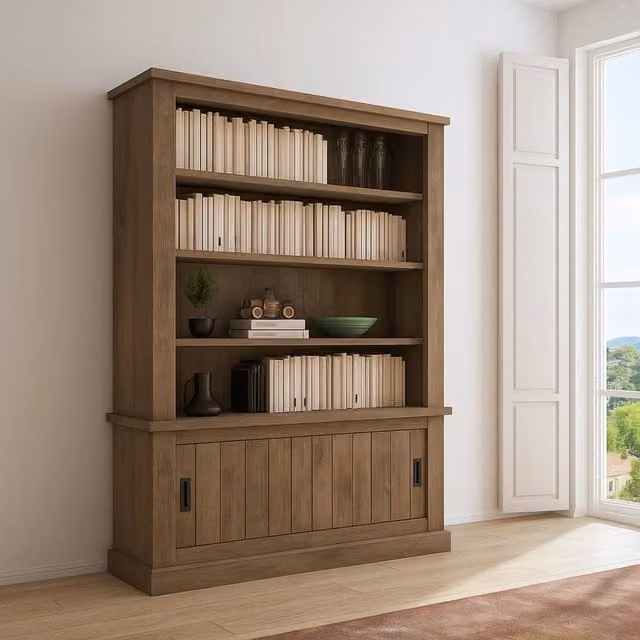 Biblioteca Evandro DMORA, Libreria con 3 Ripiani in Legno Marrone, L 122 cm x P 40 cm x H 203 cm – 1